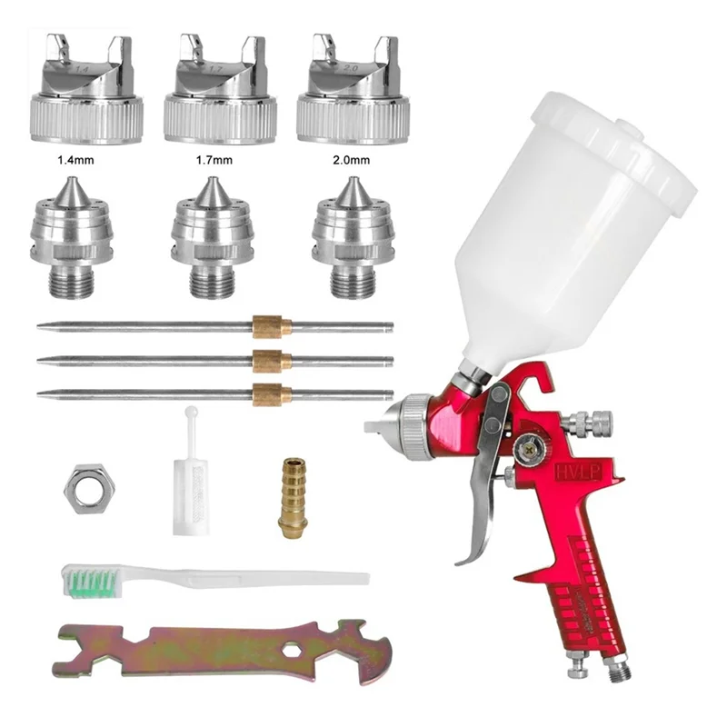A43T مثالي لمشاريع الطلاء التلقائي المنزلي - مسدس رش HVLP احترافي 1.4 مم 1.7 مم 2.0 مم