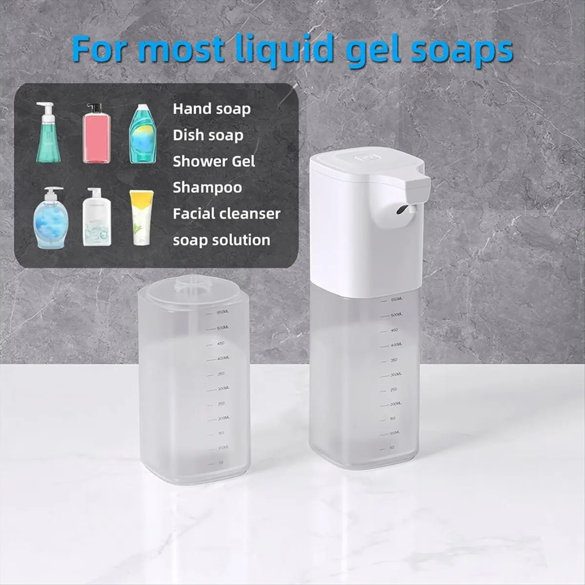 A62K 550ML Automatic Touchless Soap Dispenser, USB Rechargeable, Infrared Sensor, Hands-Free, Smart Foam Machine for Hygiene
