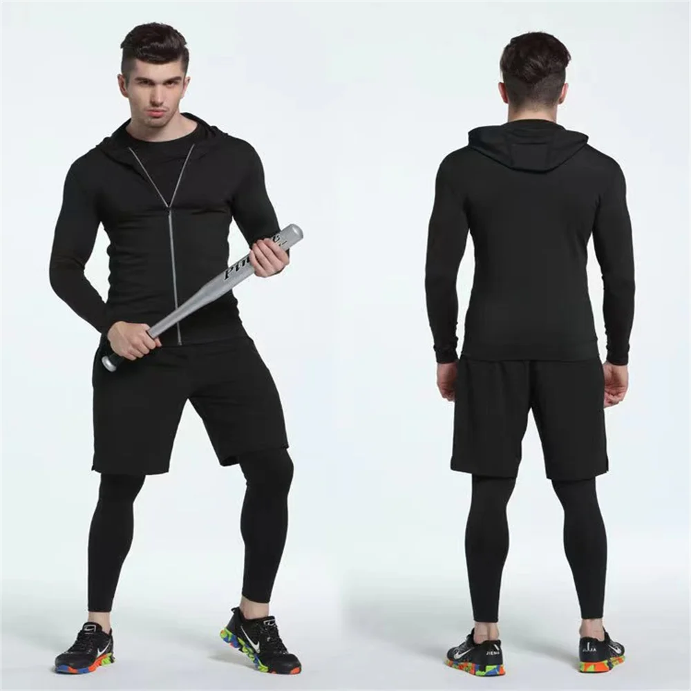 Men\'s Sports Suit Gym Fitness Compression Sportswear Set Running Jogging Sport Wear Clothes Exercise Rashguard MMA Tracksuit Men