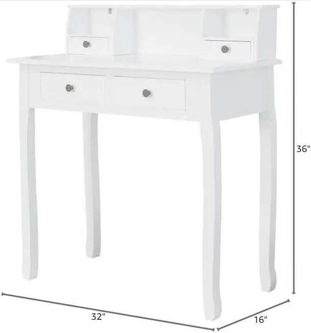Small White Writing Desk with Hutch – 32