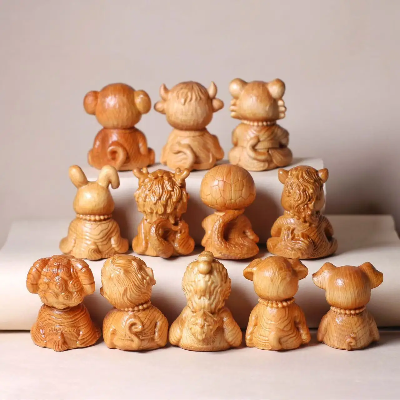 Meditating 12 Chinese Zodiac Figurine Rat Ox Tiger Rabbit Dragon Snake Horse Goat Monkey Dog Pig Craft Birthday Gift Decor
