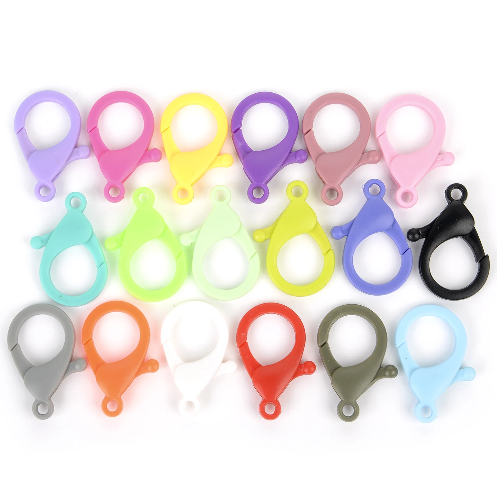 20 Pcs/Lot 26 Colors Mixed Plastic Lobster Clasp Hooks Keychain End Connectors For Jewelry Making DIY Chain Accessories Findings