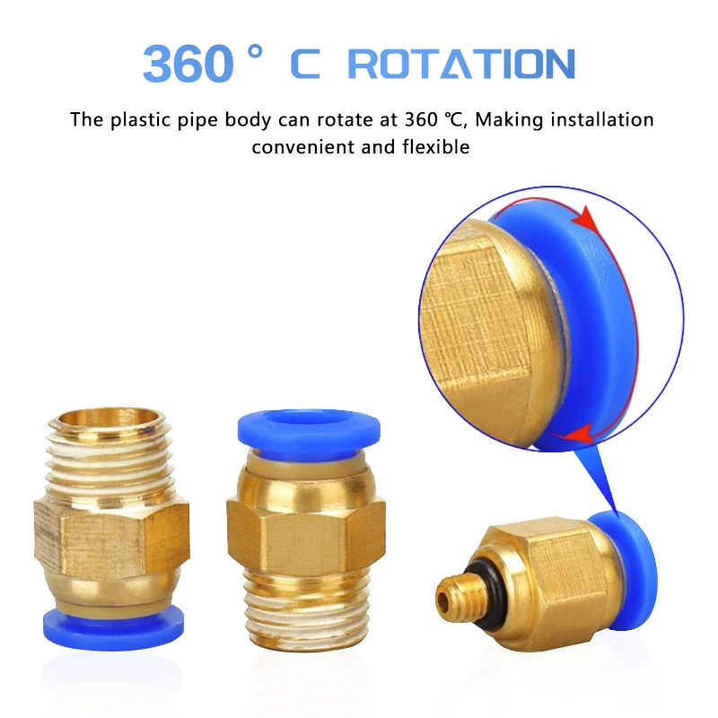 Air Pneumatic Fitting PC Plastic Hose Quick Release Fittings  4mm 6mm 8mm Hose Connector Thread 1/8 1/4 3/8 1/2 Tube Connectors