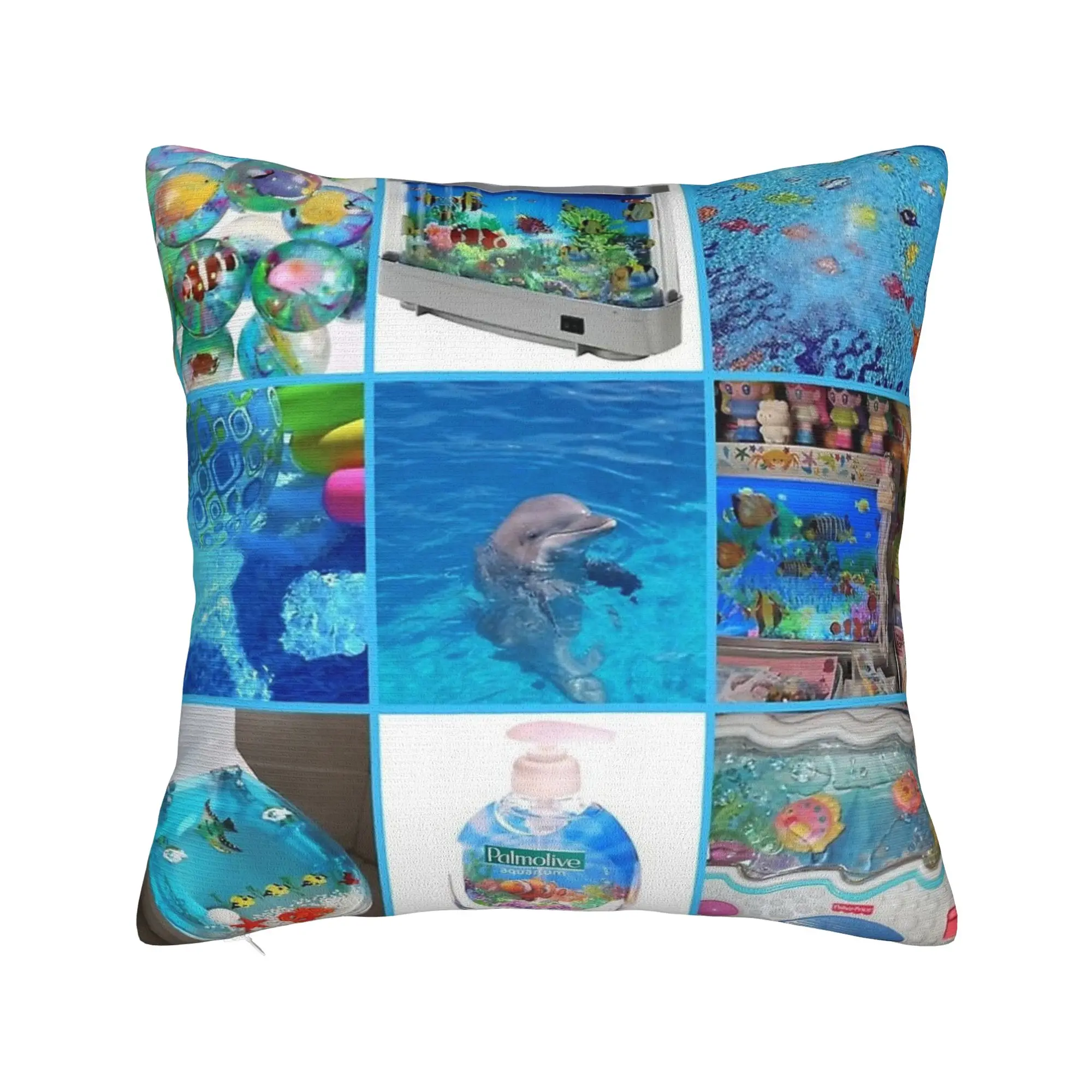dolphin frutiger aero Square Pillow Case  Cushion Cover Novelty Zipper Decor Pillowcase for Seat 18