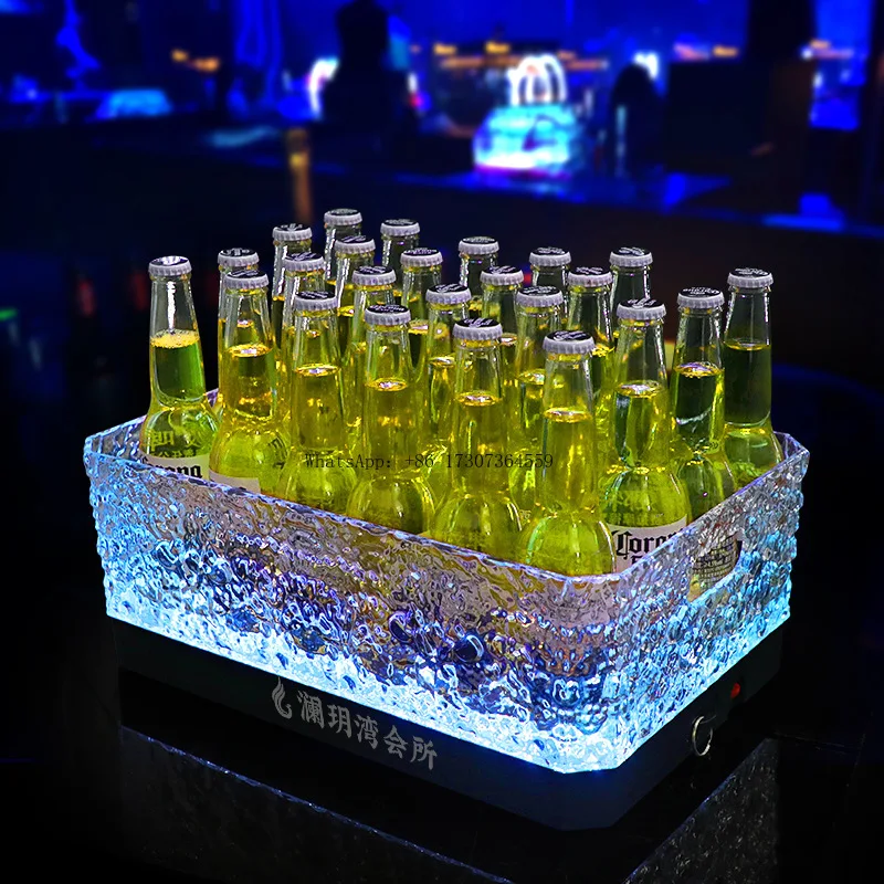 

Bar luminous ice bucket LED square stone pattern ice champagne beer frame ice KTV beer