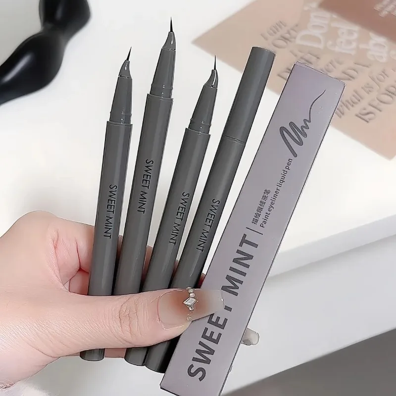 Gebogener Eyeliner-Stift, ultrafein, schnell trocknend, flüssiger Eyeliner, einfach aufzutragen, Lying-Silkworm-Stift, Schwarzbraun, für die unteren Wimpern, Augen-Make-up – Detail 11