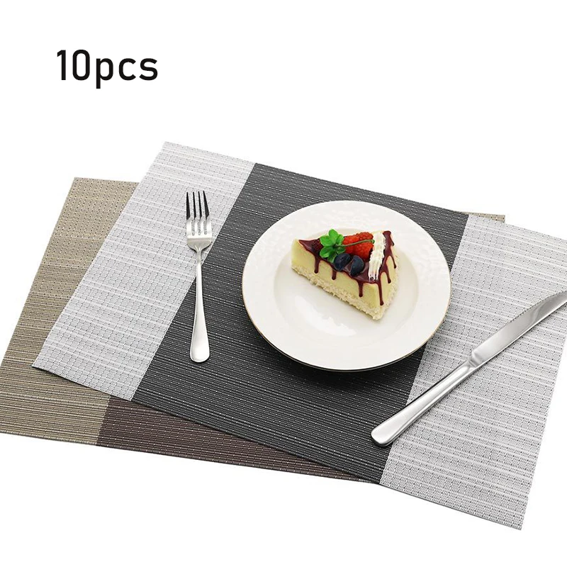 30*45cm PVC Square Table Place Mats Set Of 10 for Dining Table Oil-Proof Waterproof Hotel Home Heat Insulation Table Mats