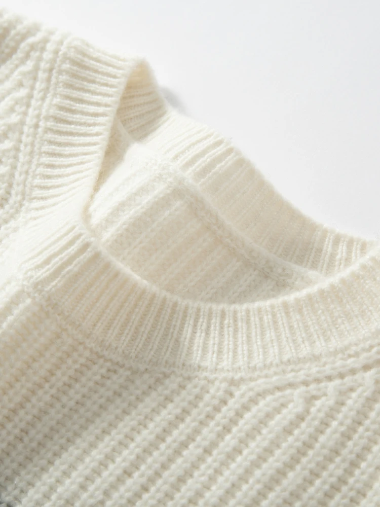 High Quality 100% Cashmere Women Sweater Thick Warm O-neck Pullover Autumn Winter Vintage Style Loose Striped Cashmere Knitwear