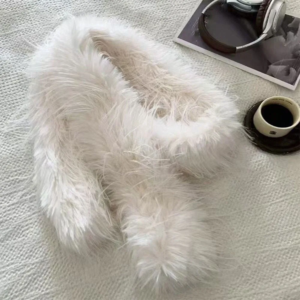 

180 см плюшевый длинный полосатый шарф, толстый пушистый шарф из искусственного кроличьего меха Y2K, вечерние шарфы для женщин, теплая роскошная шаль для женщин