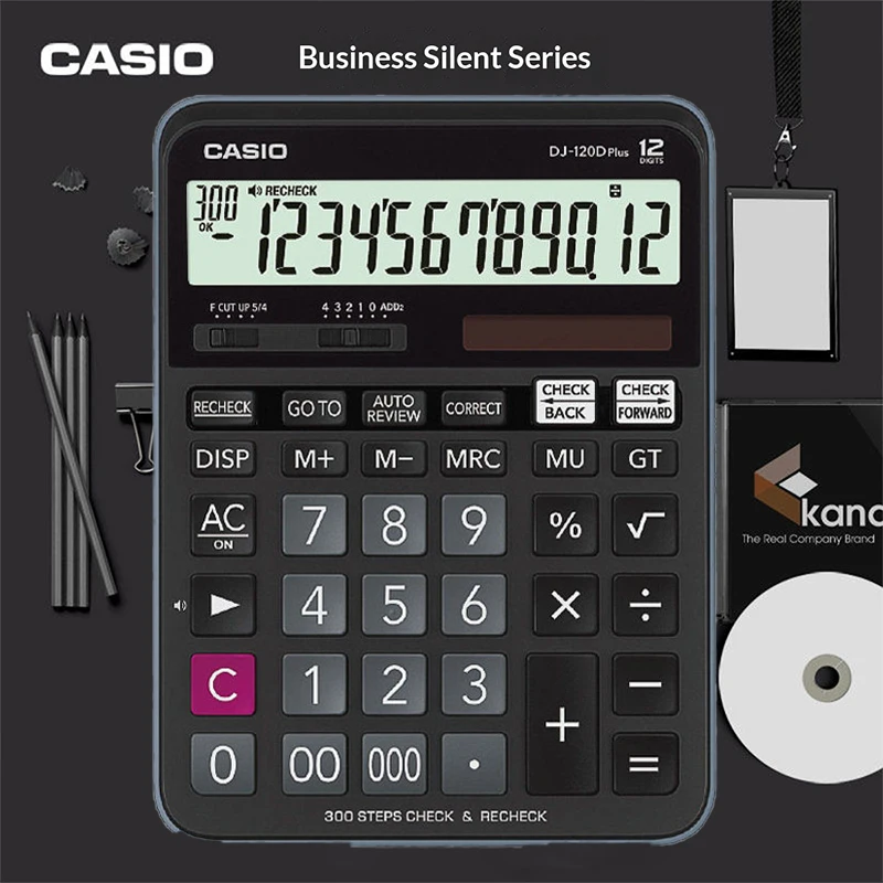 Genuine Casio DJ-120Dplus (Upgraded Version of DJ-120TG) Business Office Calculator, 12-Digit Calculator with Step-by-Step Revie
