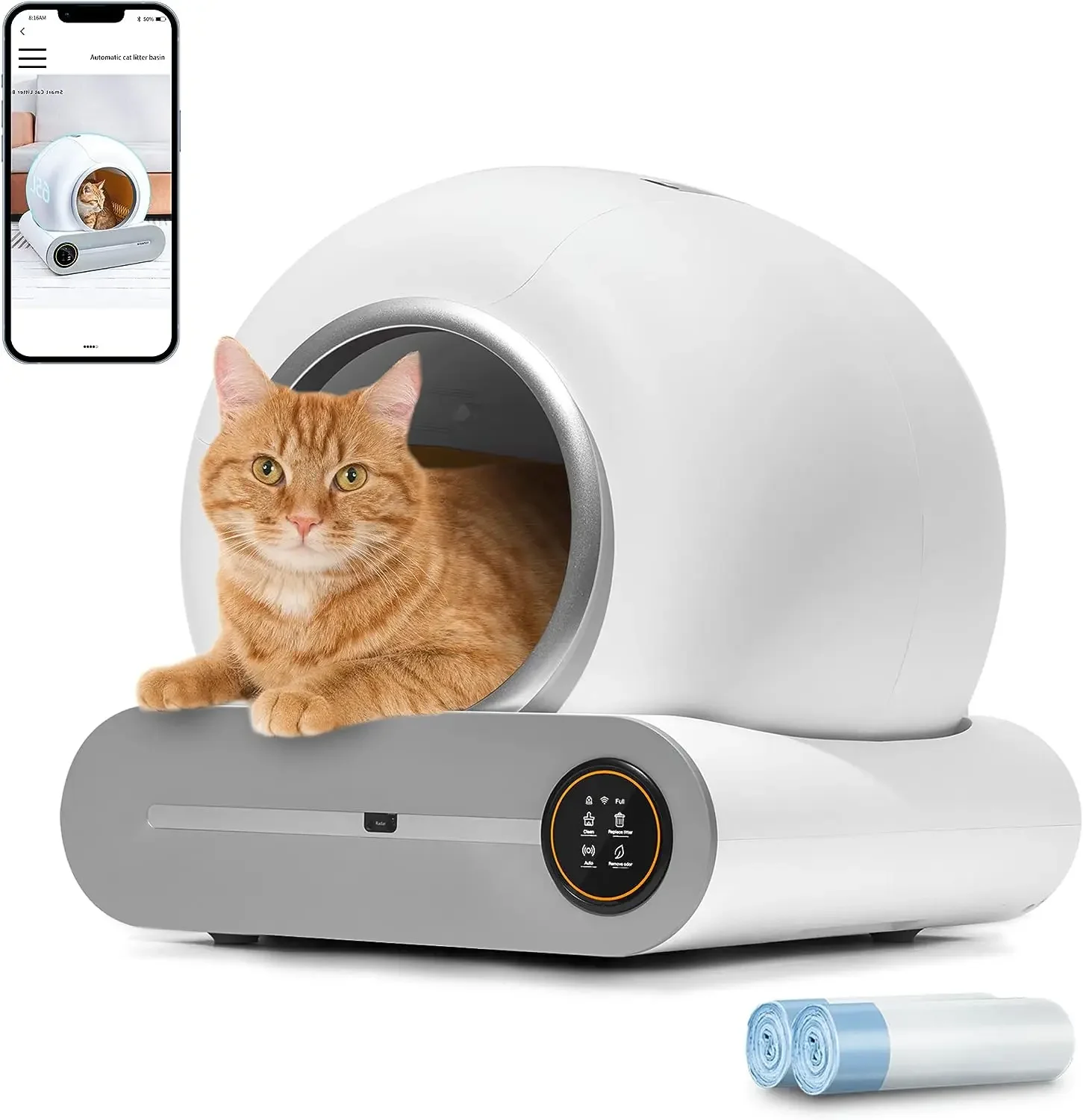 Smart Automatic Cleaning Cat Toilet WiFi APP Control Intelligent UV Disinfecting Light Indicator Cat Litter Tray Box