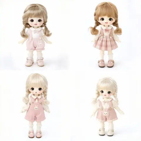JD571 5-6' 4-5' 1/8 1/12 OB11 Smart Curly Braids Hair Short Anna BJD Wig Synthetic Mohair Toy Accessories