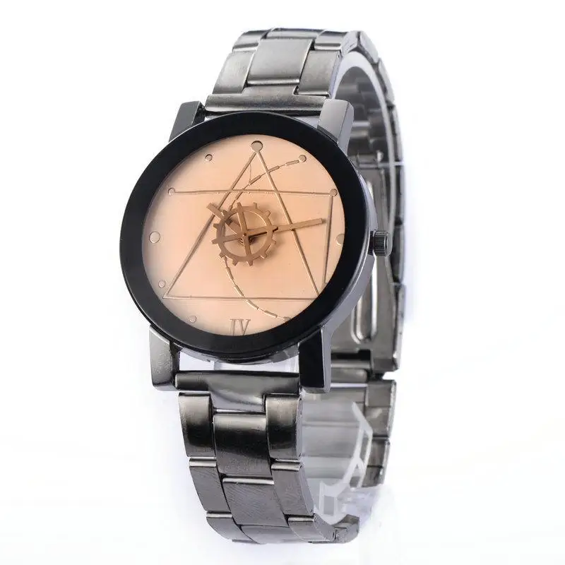 Foreign trade models electronic watch Harajuku compass turntable gear steel belt quartz watch fashion personality