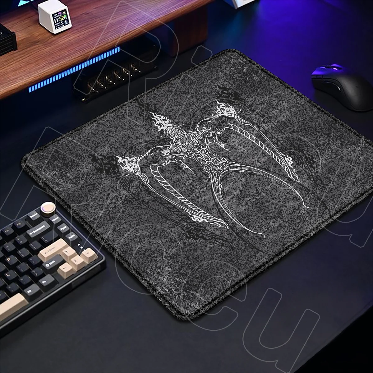 Anime Gothic Dark Wind Tattoo Kleines Mauspad, Computer-PC-Zubehör, Tastatur, rutschfestes Mauspad, Büro, verdickte Schreibtischunterlage – Detail 6