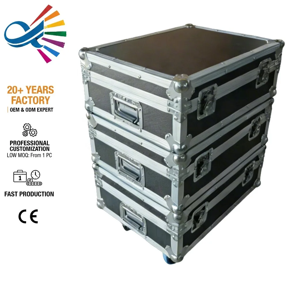 Secure Heavy Duty Multi-Stacking Modular Flight Trunk IP65 Waterproof Non-Slip Surface Road Box with EVA Lining Protection