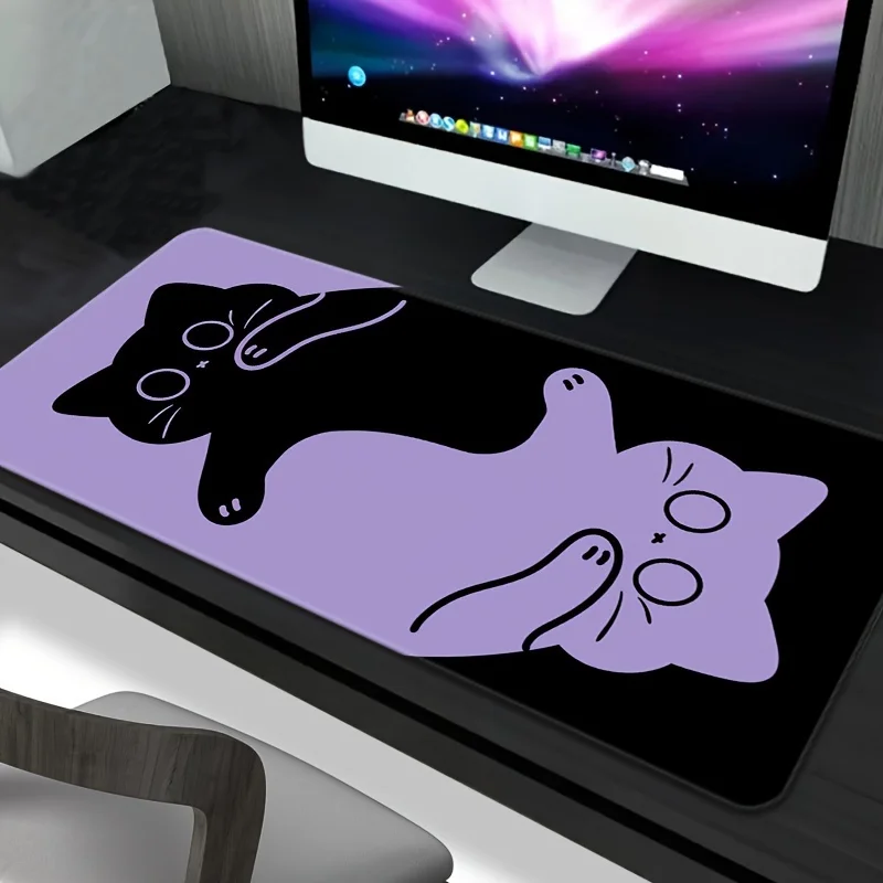 

Extra Large Cat-Themed Gaming Mouse Pad | Non-Slip, Precision-Edged, Rubber Base | Washable Oblong Desk Mat for Computer eSports