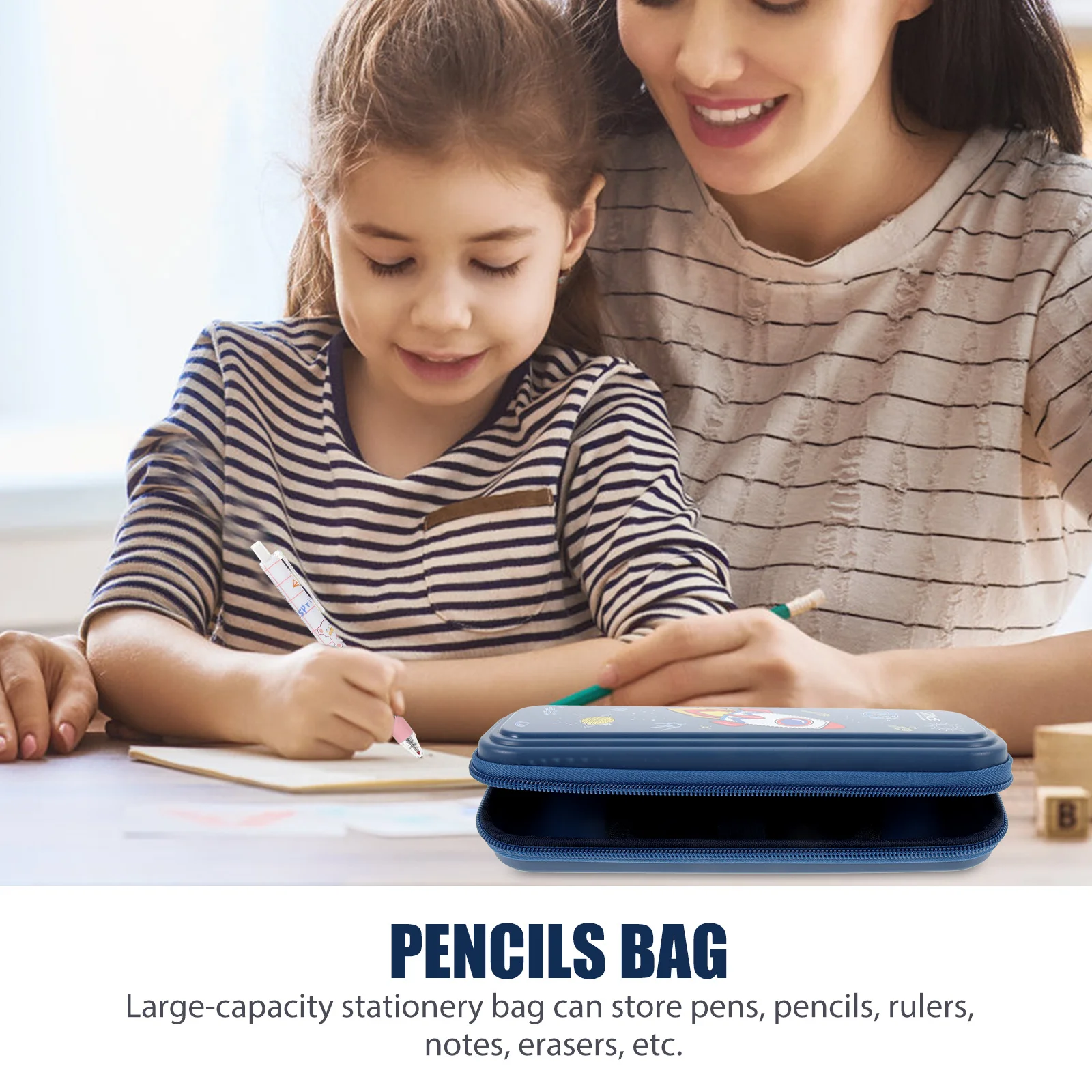 

3D Rocket Pencil Bag Large Capacity Anti-Wear Material Multi-Use Pencil Organizer For Students Girls Office Stationery Pouch
