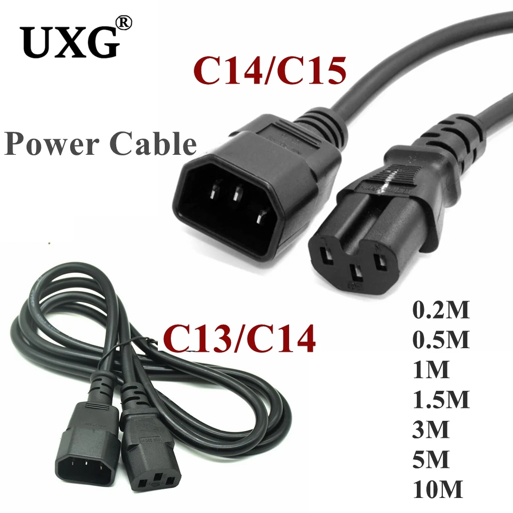 IEC 320 C15 to C14 Adapters Cable C14 to C15 Sockets Laptops Power Adapters C13-C14 C7 to C8 Extension Cable Cord 0.2m 1m 3m 5m