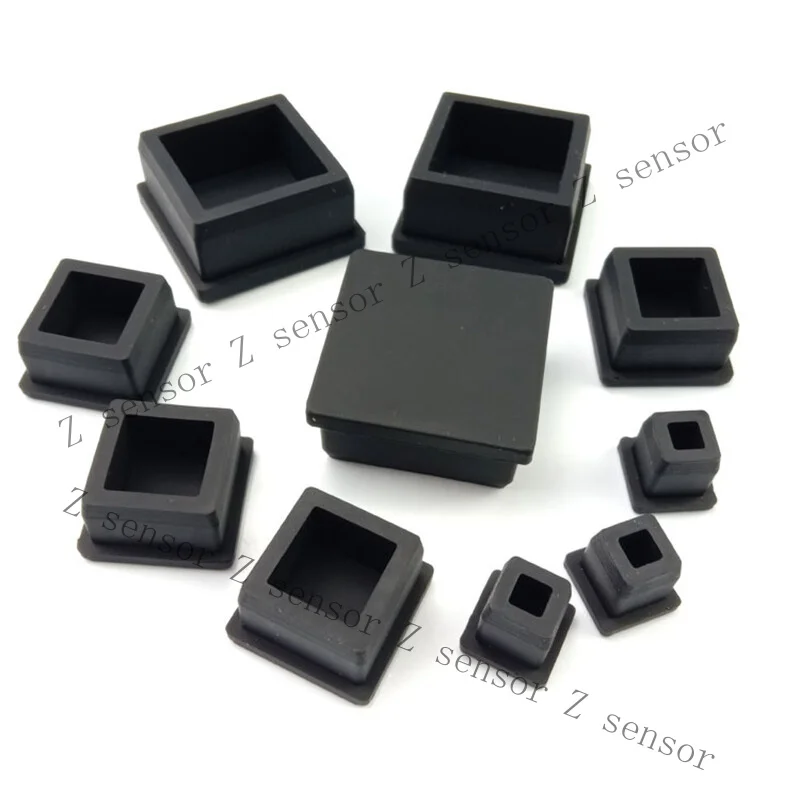 Z+ Silicone Rubber Square Hole Plugs Tube Inserts Bungs Stopper Black 6.6-120.6mm