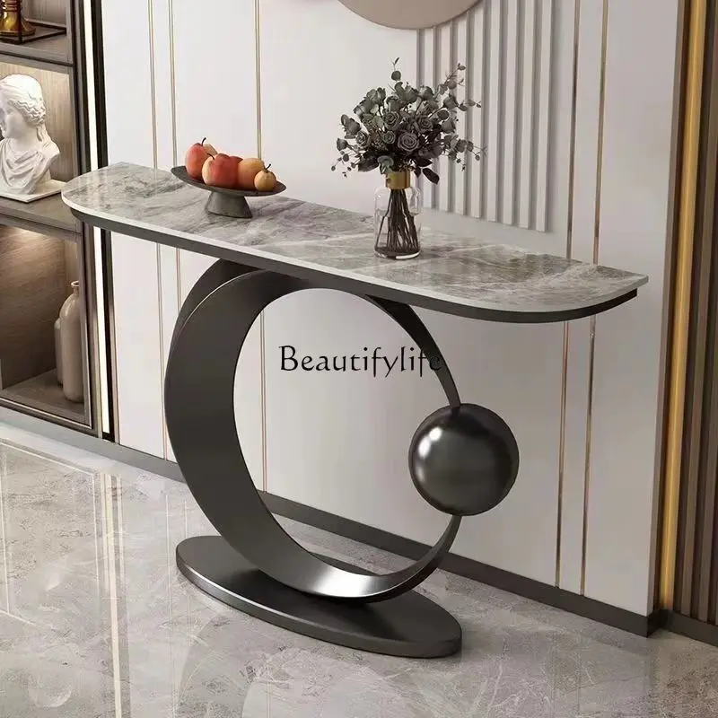 

Italian Entry Door Extremely Narrow Console Tables Simple Modern Light Luxury Advanced Semicircle Console