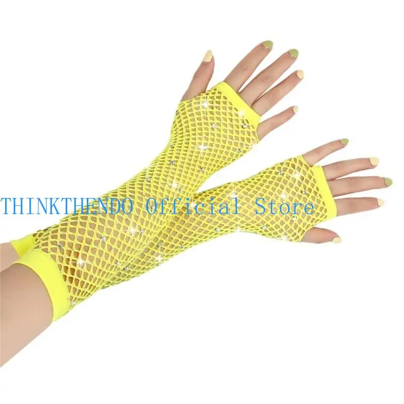 

652F Gloves for Women and Girls in Theme Party Comfortable to Wear Elastic Nightclub Gloves Hollow