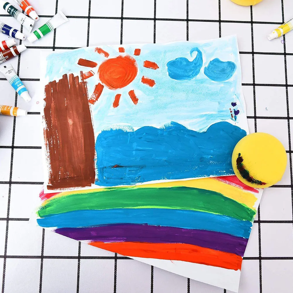 25 قطعة من أدوات الرسم الإسفنجية للفنانين المستديرة لرسم المشاريع الحرفية ذاتية الصنع تحفيز الإدراك بالألوان الإبداعية لوحة فنية