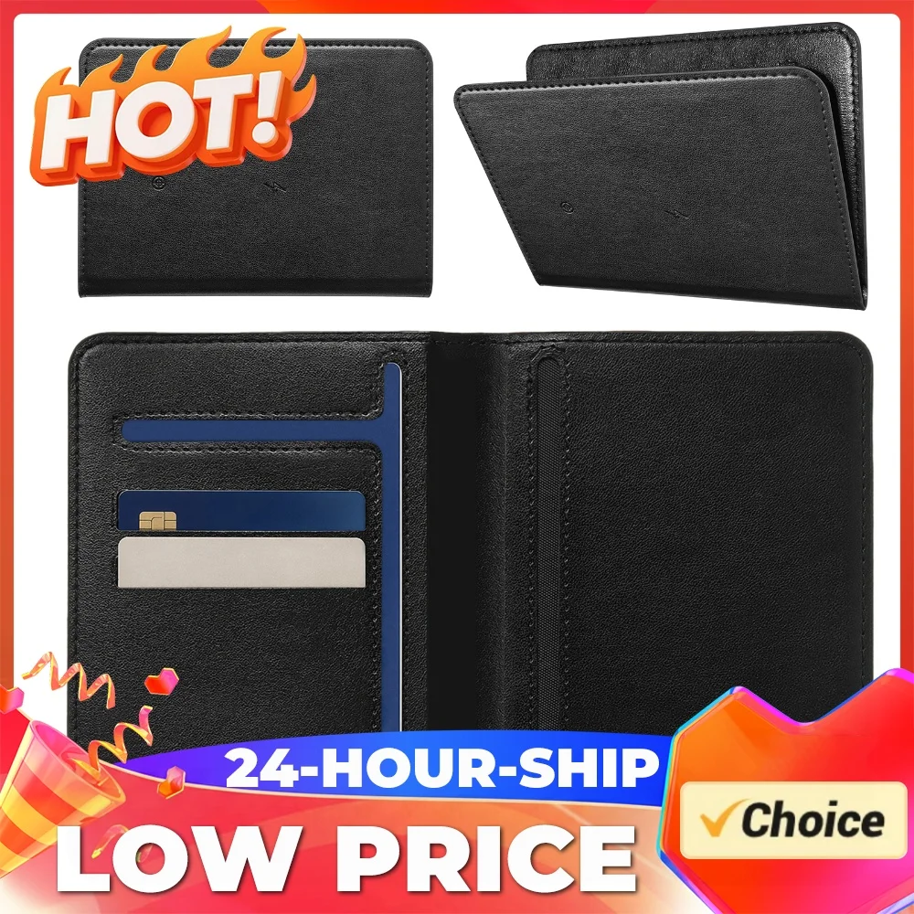 PU Leather Smart Passport Wallet Location Anti-Lost Tracker Multi-Slot Card Holder for Wireless Charging Travel Use