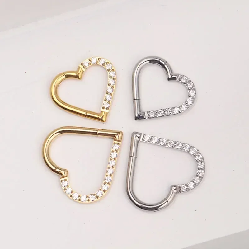 القلب Daith مثقوب الأنف الدائري ASTM F136 زرع الصف الحجاب الحاجز 16 جرام الفرس الزنمة حلق من الجلد مجوهرات للجسم بالجملة
