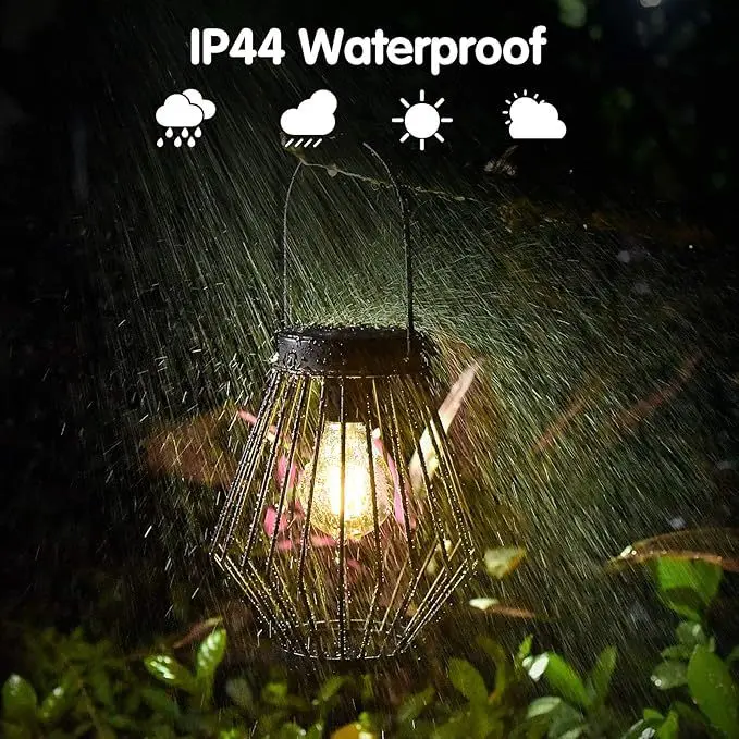 Vintage Metal Solar Pendant Light Outdoor Waterproof with LED Garden Decor Landscape Lighting Solar Powered String Lights