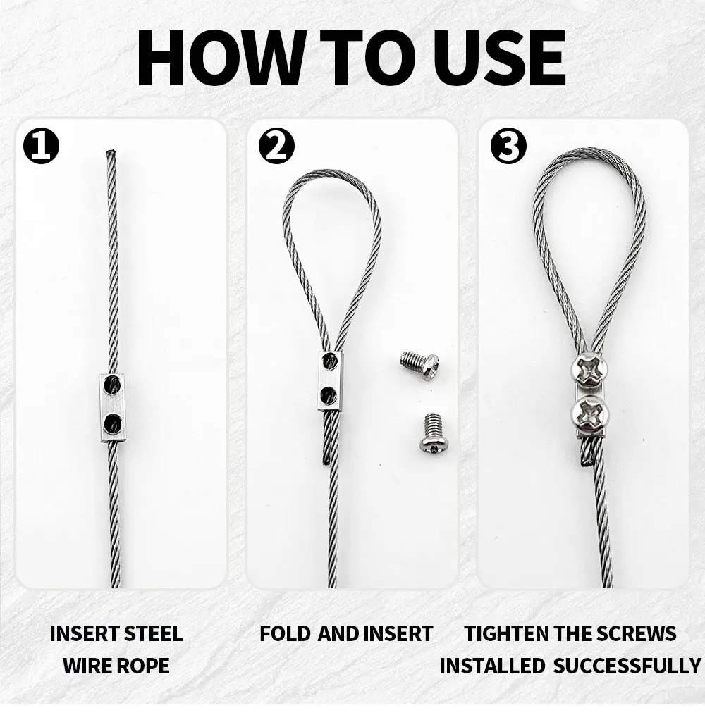 1-1,5 mm verstellbare Edelstahl-Drahtseilklemme/Kabelklemme zum Aufhängen und Befestigen von Hardware-Zubehör in Produkten – Detail 1