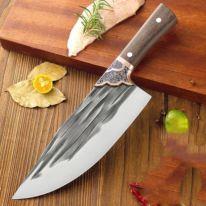 Longquan Hand-Forged Butcher Knife, Chef\'s Kitchen Knife, Sharp Slice, Domestic, Pork, Small Portable Kitchen Knife