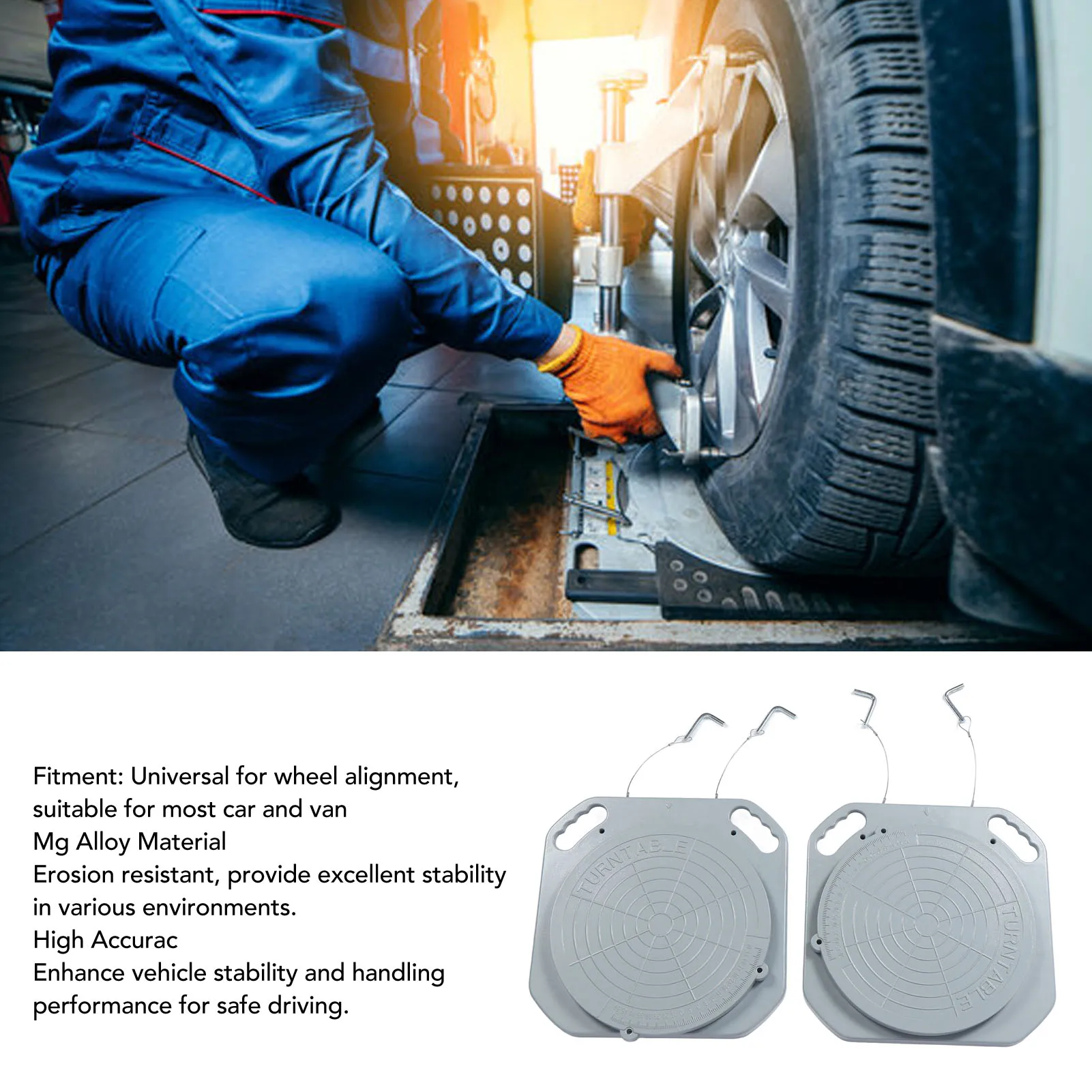 

Wheel Alignment Turn Plate 5 Ton Capacity 360 Degree Rotation 2.4in Sliding Distance Wheel Alignment Turntable for Vehicle Van