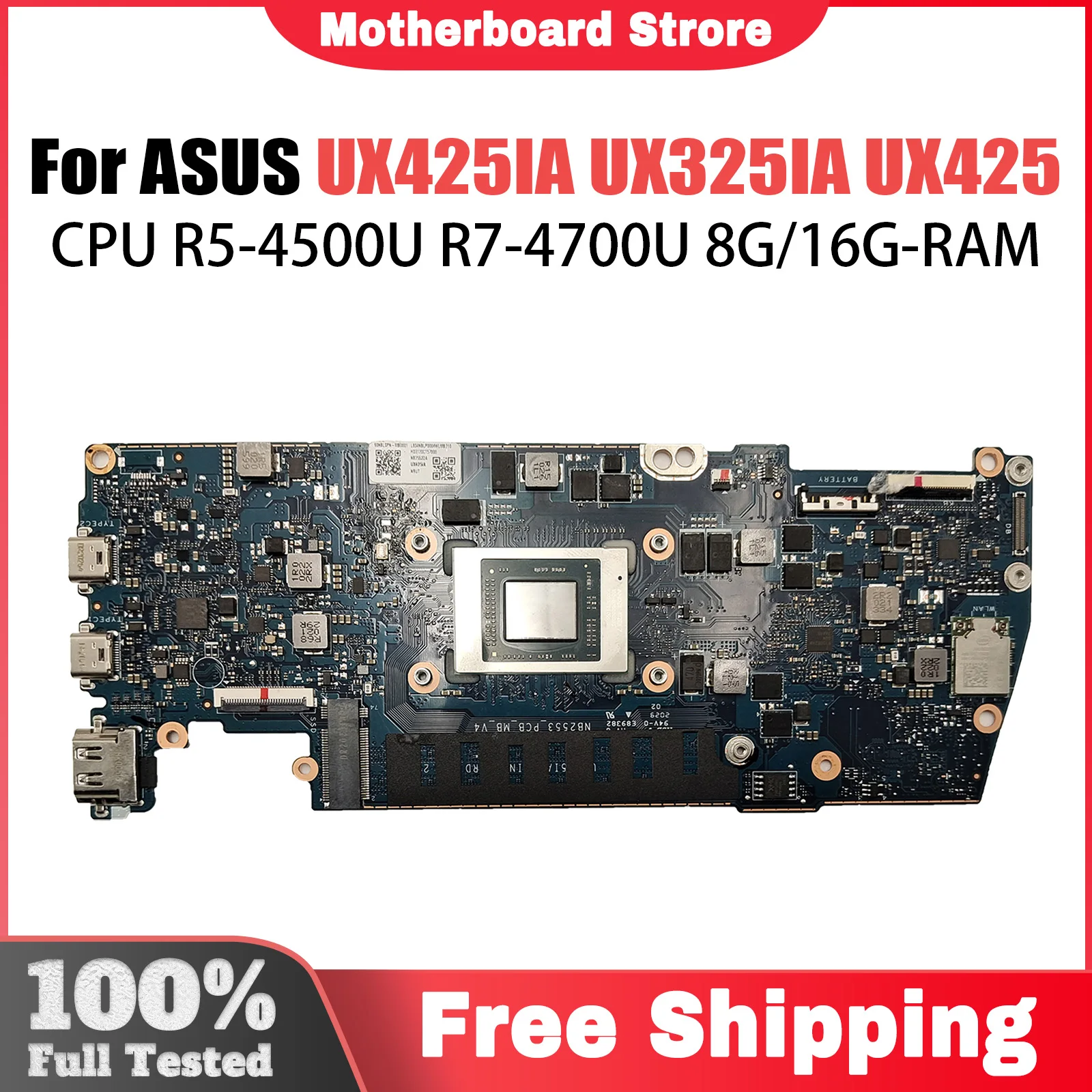 UX425IA Mainboard For ASUS ZenBook UX425 UX425IA UX425I UM425IA Laptop motherboard With R5-4500U R7-4700U CPU 8GB 16GB RAM