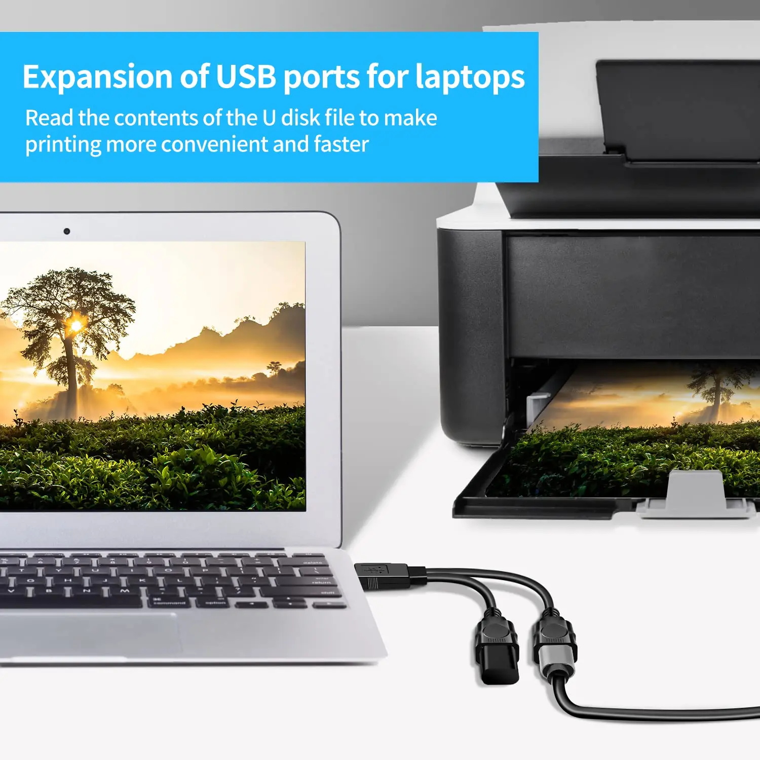 USB Splitter Cable, USB 2.0 Y สายเคเบิล Splitter,USB ชายคู่ USB อะแดปเตอร์หญิงสำหรับอุปกรณ์ USB ทั้งหมด