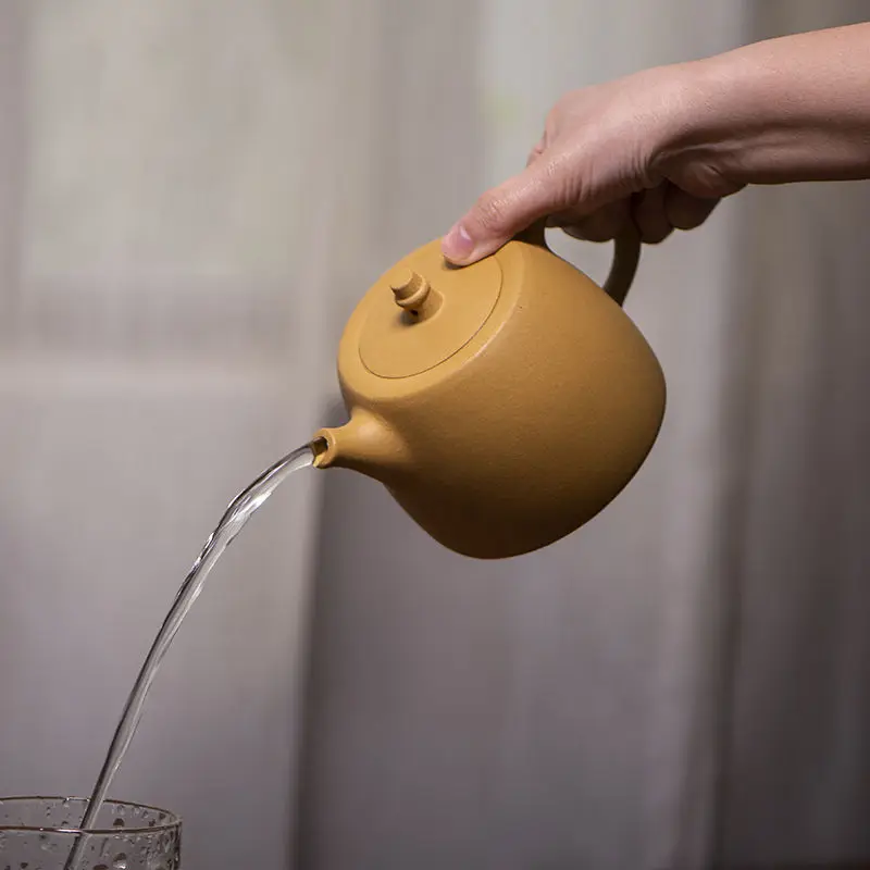 460ML Large Capacity Real Handmade Yixing Kettle Raw Ore Duan Mud Clay Teapot Golden Teaware Kung Fu Zisha Tea Pot