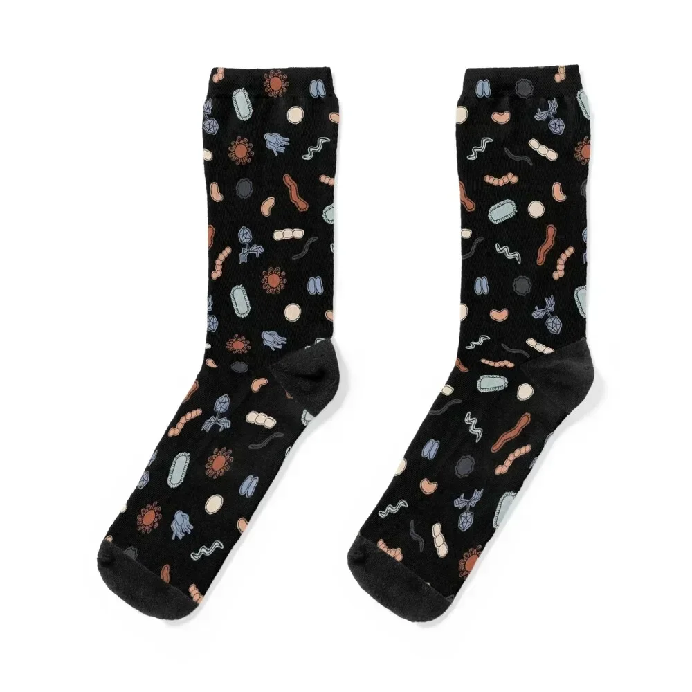 

Vintage Microbiology - Black Outlines on Black Socks designer funny sock sheer fashionable Socks Women's Men's