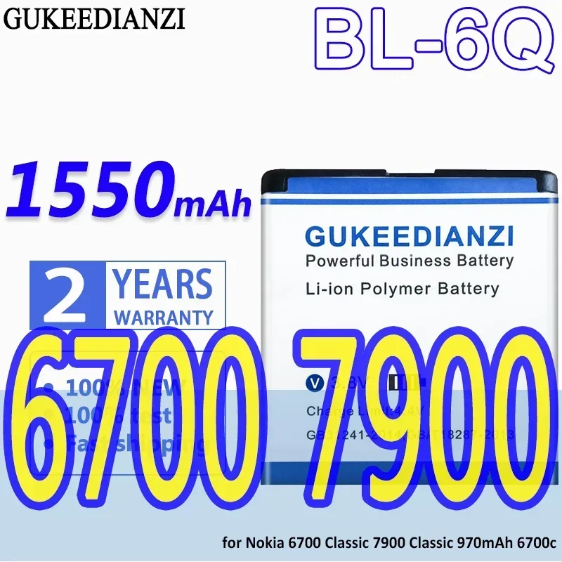 

Аккумулятор GUKEEDIANZI большой емкости BL-6Q 1550 мАч для Nokia 6700 Classic 7900 6700c, аккумуляторы для мобильных телефонов