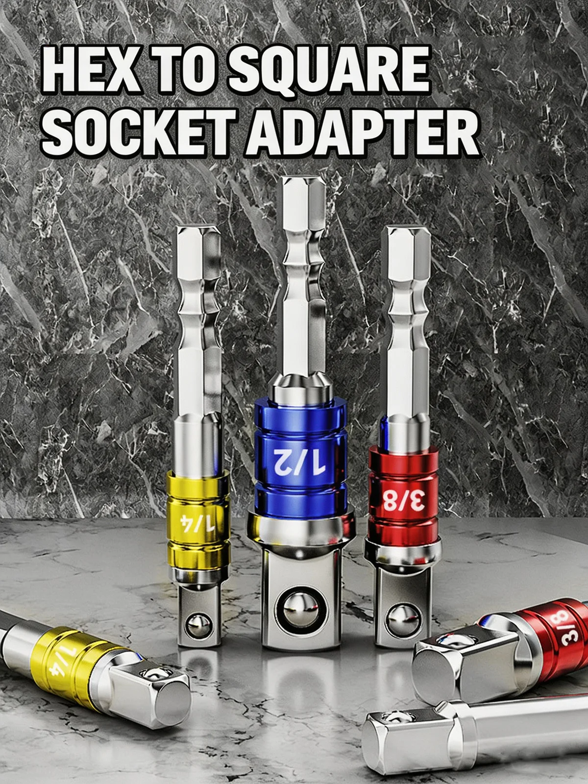 Hex Shank Drill Socket Adapter Set Impact Driver Extension Bar Universal Square Head 1/4 3/8 1/2 Inch Power Tool Accessories