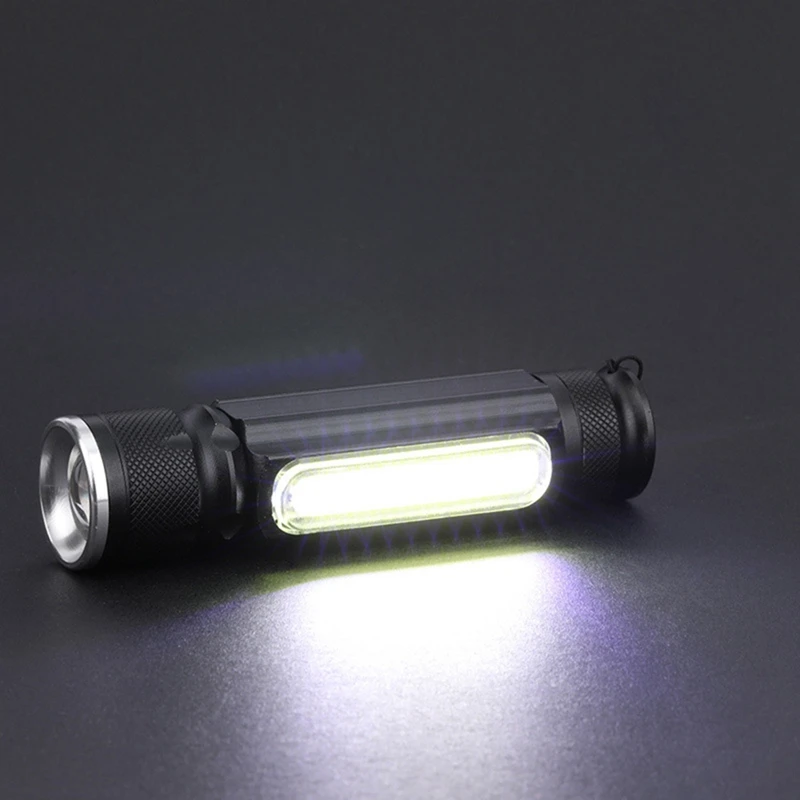 مصباح يدوي قوي مقاوم للماء ، مصدر ضوء مزدوج صغير ، USB ، مصباح طويل المدى ، متعدد الوظائف