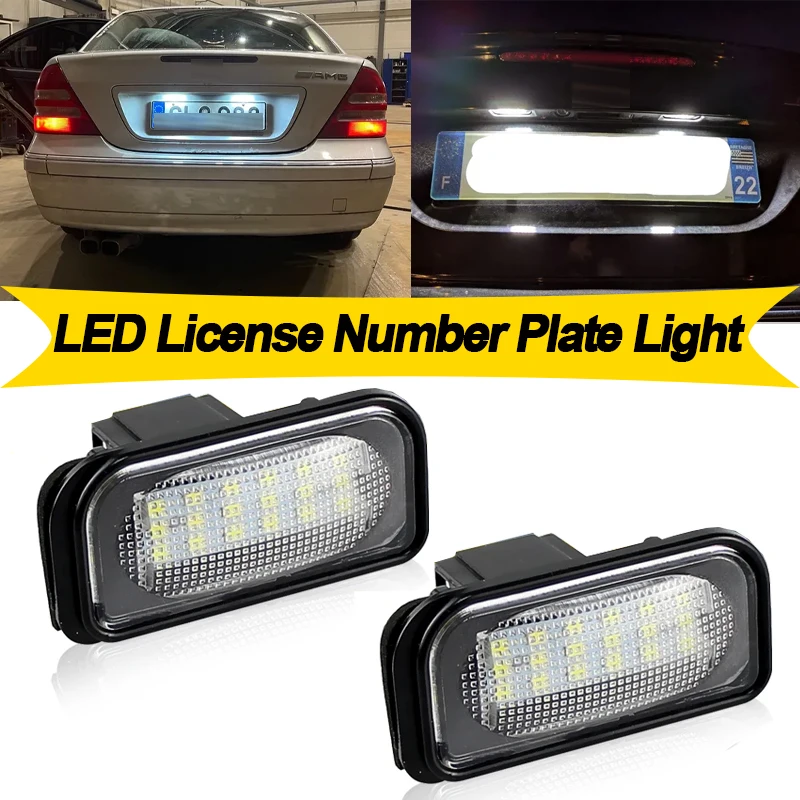 2PCS For Mercedes Benz C SL CLK Class W203 sedan 2000 2001 2002 2003 2004 2005 2006 2007 C209 R230 LED License Number Plate Lamp