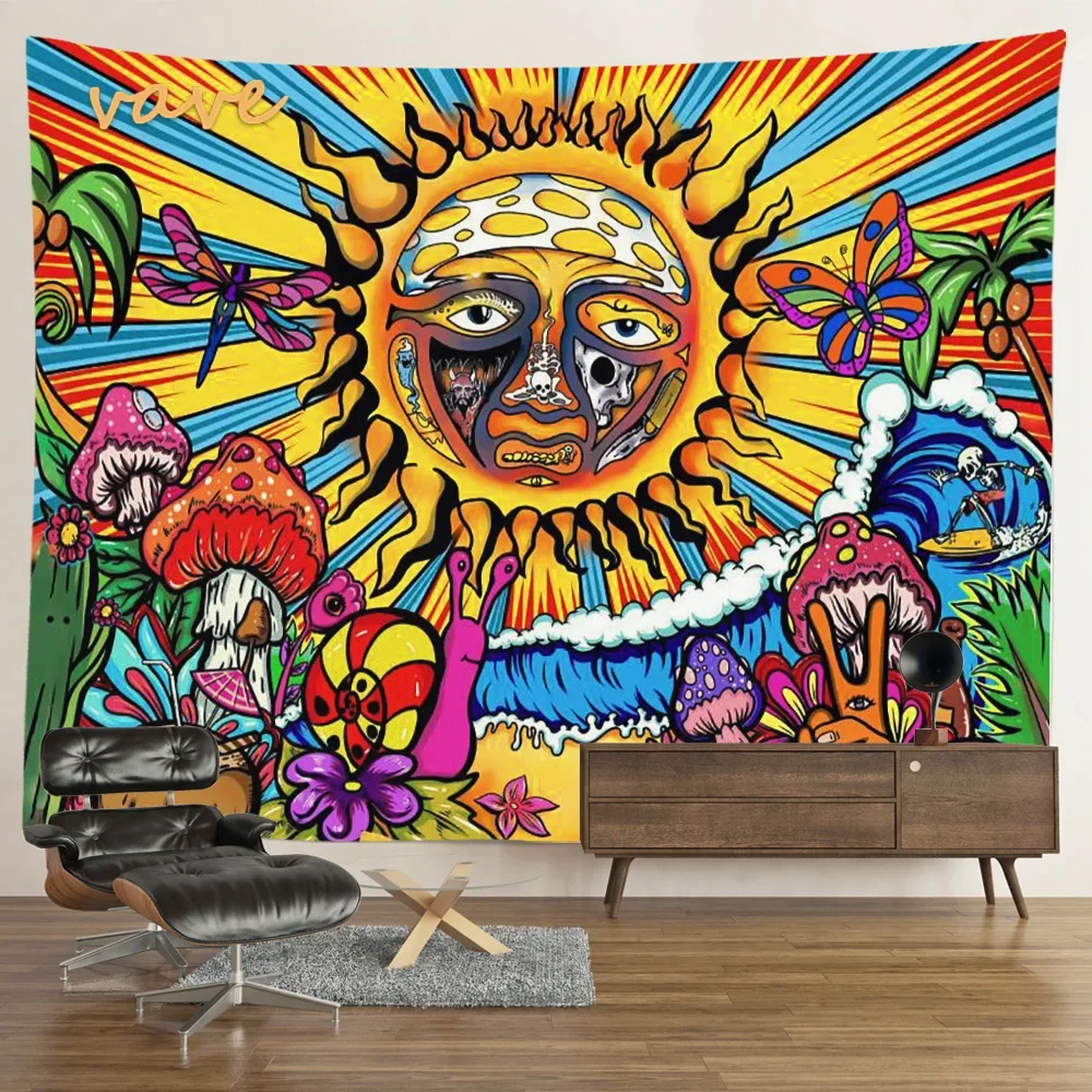 Tarot Sun Moon Mandala Tapestry Wall Hanging Boho Hippie Witchcraft Astrology Cloth Fabric Tapestry Aesthetic Room Bedroom Decor