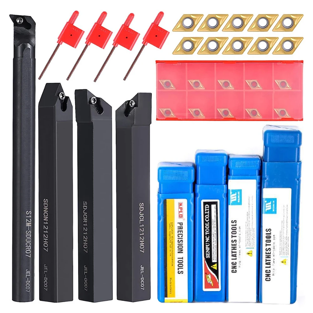 Carbide Inserts Blades Lathe Boring Bar Turning Tool Holder For Lathe Turning Machine Conjuntos de Acessórios Dcmt070204 12 mm 10 Pcs