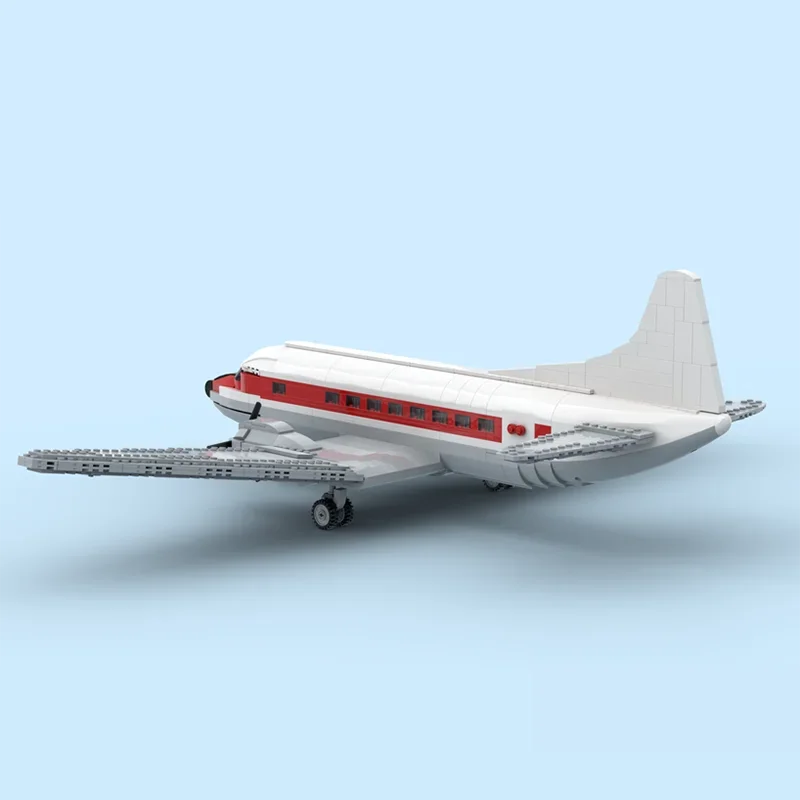 Fighter Model Moc Building Blocks Vintage Commuter Airliner Model Technology Bricks DIY Assembly Holiday Construstion Toy Gifts