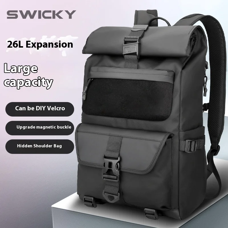 

Men's High-End Waterproof Multifunction Niche Design Backpack Fashion Zipper Adjustable Shoulder Strap Expandable School Bag