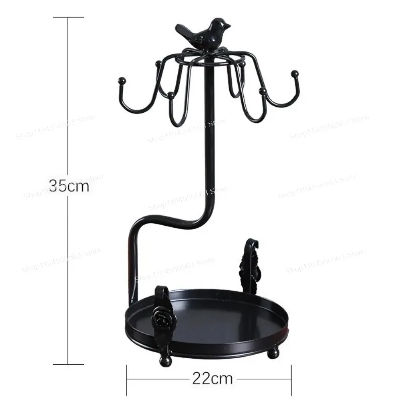 Light Luxury European Wrought Iron Cup Holder – Household Metal Hanger Wall Decor with Tray, Creative Coffee Cup Organizer view 5