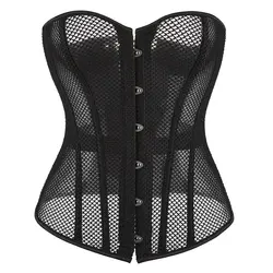 Fashion Women Corset Top Plus Size Bustier Overbust Sexy Mesh Hollow Out Lingerie Shapwear Clubwear