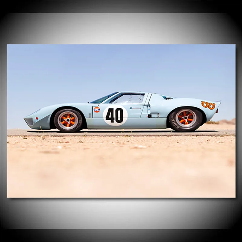 Modern Canvas Painting GT40 Le Mans Racing Car Classic Sportscar Wall Posters Prints For Bedroom Living Room Home Decor Unframed