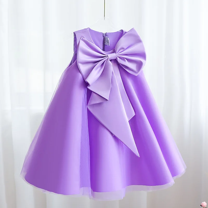 Summer Big Bow Baby Girl Dress Birthday Party Wedding Dress For Girl Party Princess Evening Dresses Kid Girl Clothes 2-8Year