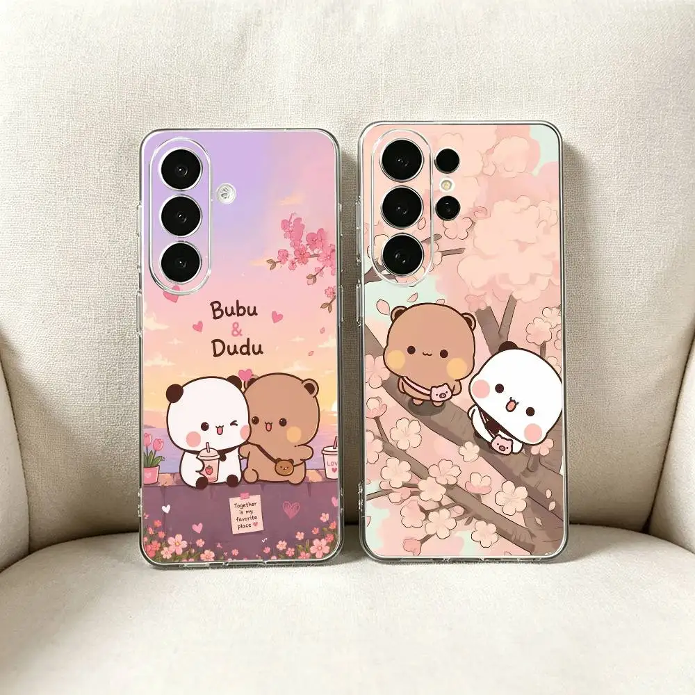 Cute cartoon Bubu and Dudu couple Clear Phone Case for Samsung S25, S24, S21, FE, S22, S23, S30, Ultra, S20, Plus, Lite