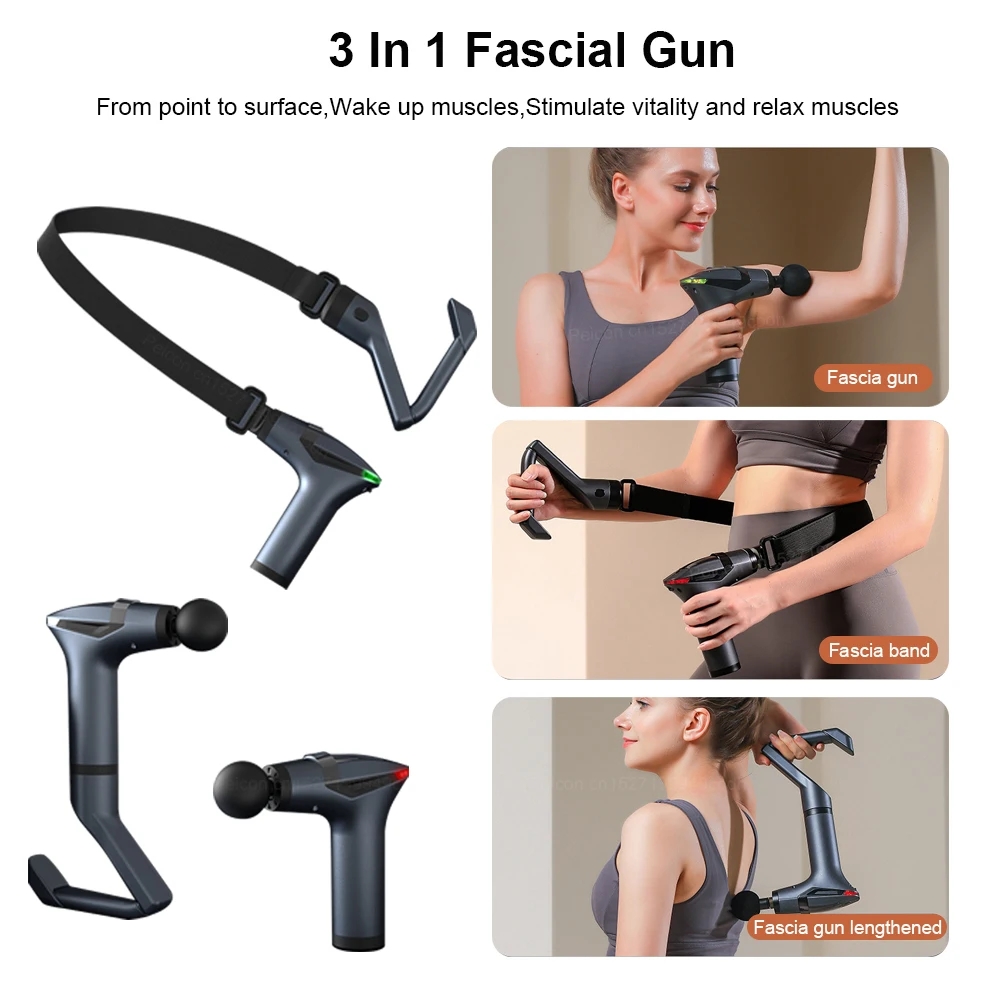 Pistolet de Massage Portable avec poignée étendue, pistolet électrique professionnel pour Fascia, pour les muscles des tissus profonds, Massage corporel, Relaxation